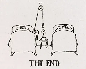 <b class=qtipBold><figcaption>candle snuffer / W H Robinson</figcaption></b><br>And so to bed. A simple, but typical Heath Robinson design for a candle snuffer. Please note: Credit must appear as (c) Courtesy of the estate of Mrs J.C.Robinson/Pollinger Ltd/Mary Evans Picture Library Date: 1941<br><em>© Mary Evans Picture Library 2015 - https://copyrighthub.org/s0/hub1/creation/maryevans/MaryEvansPictureID/10412525</em> candle snuffer / W H Robinson