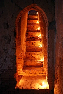 Candles on stairs, North Guni Temple, Bagan, Myanmar Candles on stairs, North Guni Temple, Bagan, Myanmar