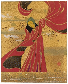 <b class=qtipBold><figcaption>Cape by Poiret / 1914</figcaption></b><br>In a year when capes were all the rage Paul Poiret creates this theatrical black & red evening cape depicted by the artist in the style of a Japanese woodcut.<br><em>© Mary Evans Picture Library</em> Cape by Poiret / 1914