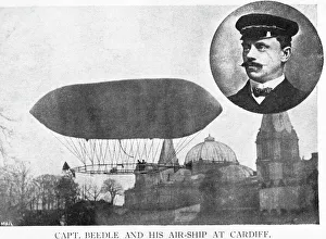 Captain Beedle and His Airship at Cardiff, Wales, UK Captain Beedle and His Airship at Cardiff, Wales, UK