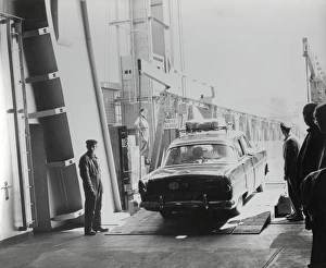 Car driving off a cross-channel ferry Car driving off a cross-channel ferry