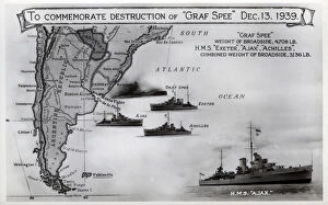 Destruction Collection: Card commemorating Graf Spee destruction, WW2