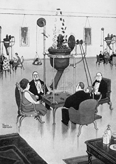 Card shuffler, illustration by William Heath Robinson Card shuffler, illustration by William Heath Robinson