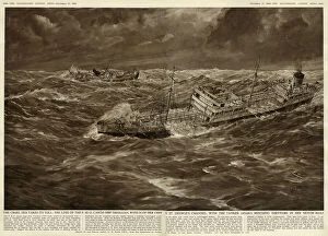 Images Dated 9th April 2014: Cargo ship Tresillian wrecked in storm, 1954