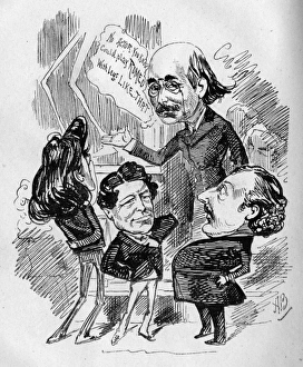 Images Dated 9th February 2016: Caricature of Dion Boucicault and three other actors