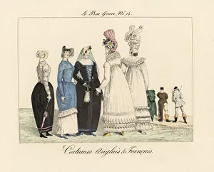 Caricature of French and English costumes, circa 1815 Caricature of French and English costumes, circa 1815