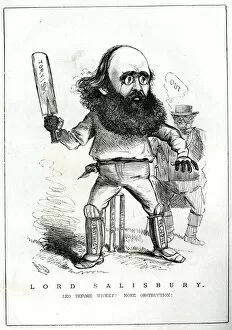 Images Dated 22nd August 2017: Caricature, Lord Salisbury as batsman