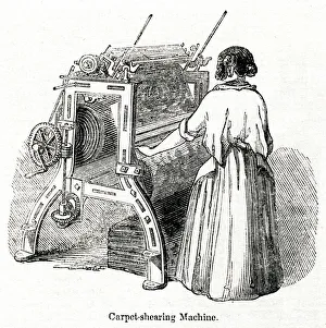Carpet shearing machine in a Glasgow carpet factory Carpet shearing machine in a Glasgow carpet factory