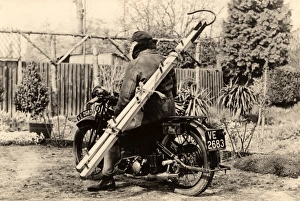 Carrying a ladder on a Sunbeam motorcycle Carrying a ladder on a Sunbeam motorcycle