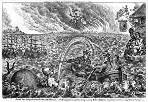 Corsican Gallery: Cartoon, British Tars, towing the Danish Fleet into Harbour