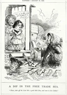 Cartoon, A Dip in the Free Trade Sea Cartoon, A Dip in the Free Trade Sea