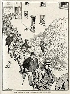 Cartoon, The Dream of the Cigarette Card Collector Cartoon, The Dream of the Cigarette Card Collector