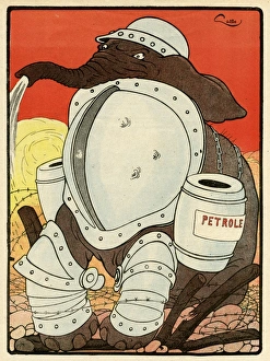 Cartoon, Elephants in armour, WW1 Cartoon, Elephants in armour, WW1