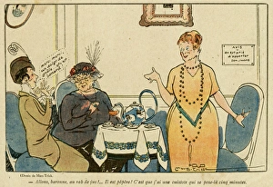 Cartoon, French ladies speaking army slang, WW1 Cartoon, French ladies speaking army slang, WW1