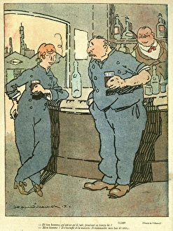 Cartoon, French munitions factory workers, WW1 Cartoon, French munitions factory workers, WW1