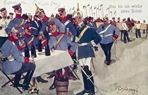Austro Gallery: Cartoon, German soldiers happy to be back, WW1