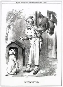 Image of Plundering and Blundering, cartoon of Gladstone as a pilgrim  weighed