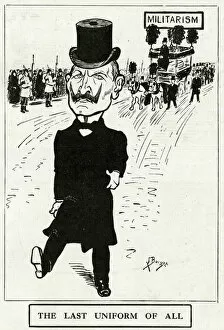 Treaty Gallery: Cartoon, Kaiser Wilhelm II in civilian dress, WW1