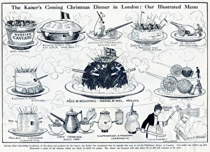 Cartoon, The Kaisers Christmas Dinner in London, WW1 Cartoon, The Kaisers Christmas Dinner in London, WW1