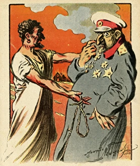 Cartoon, King Ferdinand of Bulgaria and Judas, WW1 Cartoon, King Ferdinand of Bulgaria and Judas, WW1