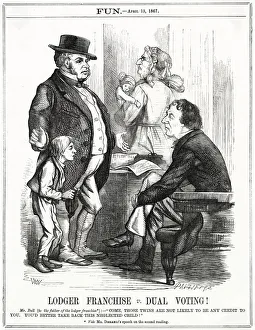 Cartoon, Lodger Franchise v Dual Voting! (Disraeli) Cartoon, Lodger Franchise v Dual Voting! (Disraeli)