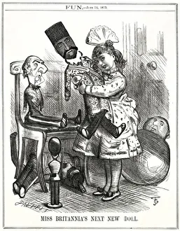 Cartoon, Miss Britannia's Next New Doll (Shah of Persia) Cartoon, Miss Britannia's Next New Doll (Shah of Persia)