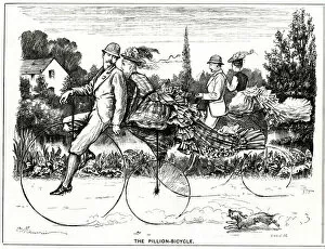 Tandem Gallery: Cartoon, Pillion-bibycle 1875