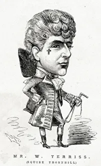 Cartoon, William Terriss as Squire Thornhill Cartoon, William Terriss as Squire Thornhill