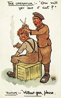 Images Dated 7th January 2011: Cartoon - WWI - Haircut