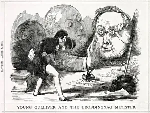 Cartoon, Young Gulliver and the Brobdingnag Minister Cartoon, Young Gulliver and the Brobdingnag Minister