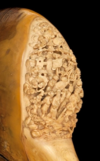 Carved Hornbill Skull