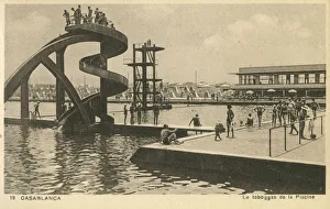 Casablanca, Morocco - Water Slide at the Swimming Pool Casablanca, Morocco - Water Slide at the Swimming Pool
