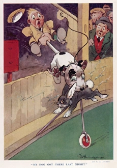 <b class=qtipBold><figcaption>Catching the Hare</figcaption></b><br>Humorous illustration by George Studdy, creator of Bonzo, with a Bonzo-like dog messing up proceedings at the greyhound track. Credit should read: Estate of George Studdy/Gresham Marketing Ltd./ILN/Mary Evan"<br><em>© Estate of George Studdy/Gresham Marketing Ltd./ILN/Mary Evans</em> Catching the Hare