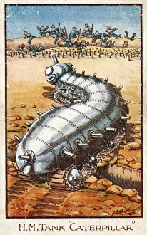 Caterpillar Tank cartoon scatters fleeing Germans Caterpillar Tank cartoon scatters fleeing Germans