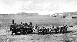 A caterpillar traction engine drawing a British heavy gun A caterpillar traction engine drawing a British heavy gun