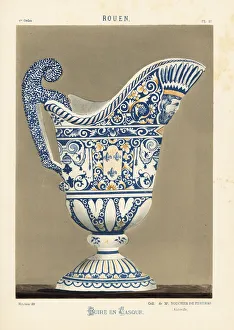 Ceramic ewer in the shape of a helmet, Rouen, France Ceramic ewer in the shape of a helmet, Rouen, France