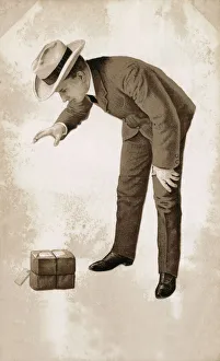 Chap delighted with his parcel (Peak Frean's Biscuit Box!) Chap delighted with his parcel (Peak Frean's Biscuit Box!)