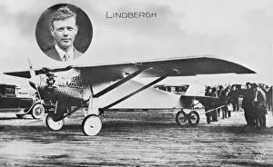 Images Dated 10th April 2012: Charles A. Lindbergh with his Plane Spirit of St. Louis