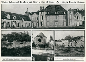 Chateau de Mondemont, France, in ruins during WW1 Chateau de Mondemont, France, in ruins during WW1