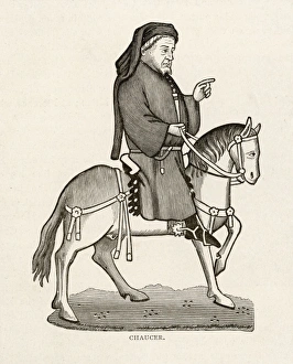 <b class=qtipBold><figcaption>Chaucer/Horse/Canterbury</figcaption></b><br>GEOFFREY CHAUCER English poet as a Canterbury pilgrim<br><em>© Mary Evans Picture Library</em> Chaucer/Horse/Canterbury