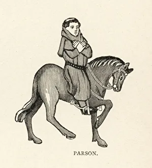 <b class=qtipBold><figcaption>Chaucer, the Parson</figcaption></b><br>The Parson with tonsure and robes<br><em>© Mary Evans Picture Library</em> Chaucer, the Parson