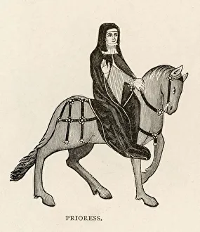 <b class=qtipBold><figcaption>Chaucer, the Prioress</figcaption></b><br>The Prioress in a gesture of benediction<br><em>© Mary Evans Picture Library</em> Chaucer, the Prioress