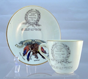Chelson China cup and saucer - Britannia and Allied flags Chelson China cup and saucer - Britannia and Allied flags