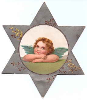Cherub on a Christmas or New Year card Cherub on a Christmas or New Year card