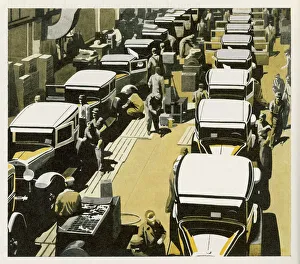 <b class=qtipBold><figcaption>Chevrolet Manufacture</figcaption></b><br>A scene from one of Chevrolet's '17 great American factories'.<br><em>© Mary Evans Picture Library</em> Chevrolet Manufacture