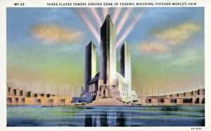 Chicago Worlds Fair 1933 - Towers, Dome of Federal Building