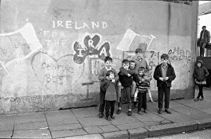 Children with IRA graffiti, Belfast, Northern Ireland Children with IRA graffiti, Belfast, Northern Ireland