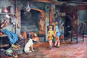 Children by a kitchen hearth Children by a kitchen hearth
