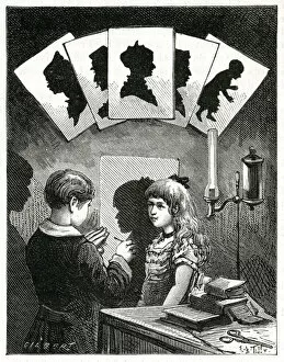Draw Gallery: Children making silhouette portraits 1885