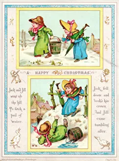 Jill Gallery: Children with nursery rhyme scenes on a Christmas card